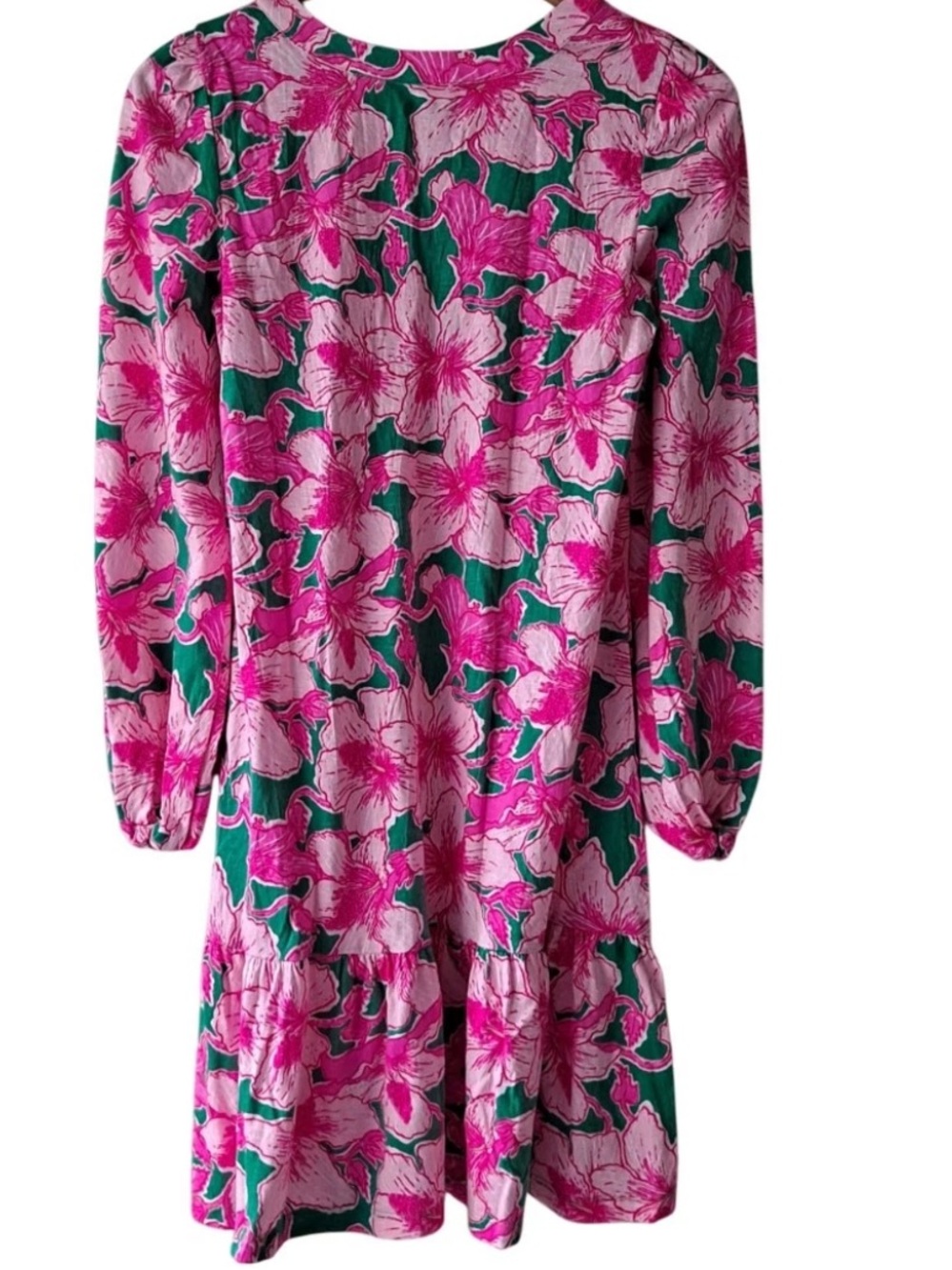 Lilly Pulitzer Pink & Green Floral Long Sleeve Shift Dress medium - Picture 2 of 3